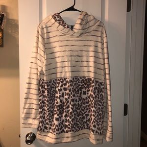 Cute stripe/leopard hoodie